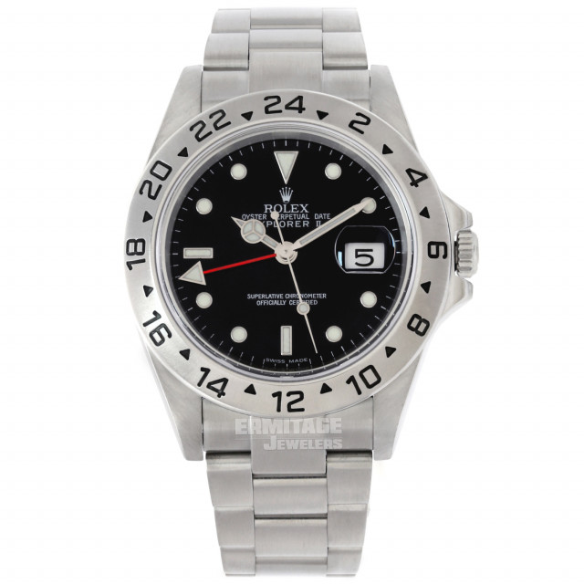 Pre-Owned Rolex Explorer II 16570 Stainless Steel 40 mm Luminous Dots & Index